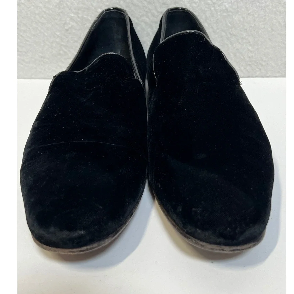 Saks Fifth Avenue Mens Black Velvet Loafers Italian Made Smoking Slippers 9 M